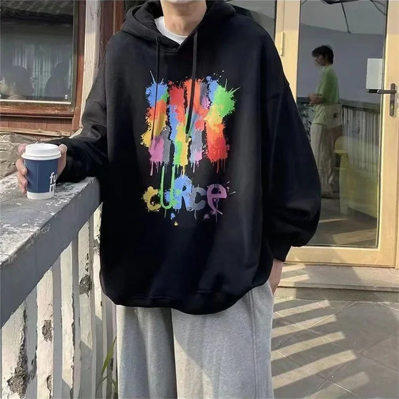 Autumn Graffiti Letter Hooded Sweatshirts Men's Design Graphic Printed Hoodies New Hip Hop Fashion Hoody Y2K Streetwear Clothes Street King Limited