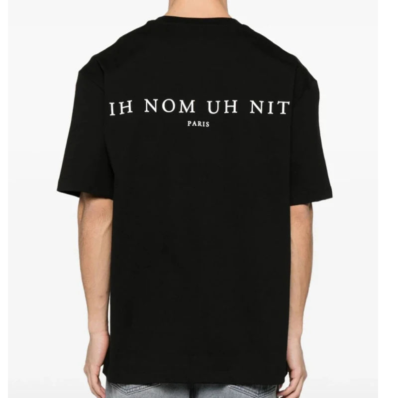 2024ss New IH NOM UH NIT T-shirt Masked Gold Necklace Printing Men Woman Good Quality Chaopai Top Tees Street King Limited