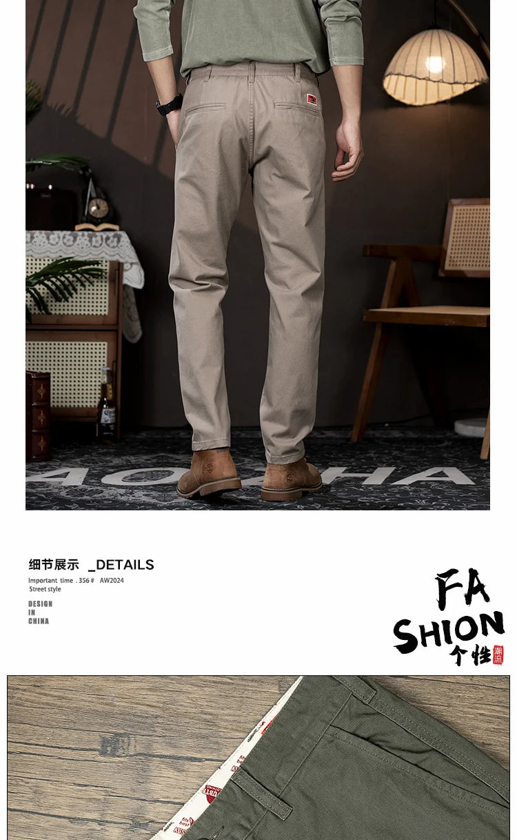 men business casual fashion pure cotton commute pants japanese streetwear amikaji fashion straight cargo pant trouser unique cargo style 1908