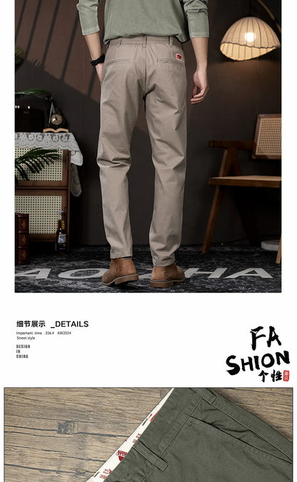 men business casual fashion pure cotton commute pants japanese streetwear amikaji fashion straight cargo pant trouser unique cargo style 1908