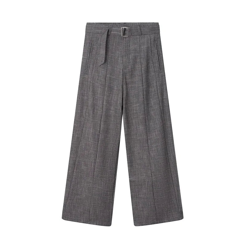 men women streetwear fashion loose casual belt wide leg suit pant boyfriend straight trousers baggy pants unique default style 2248