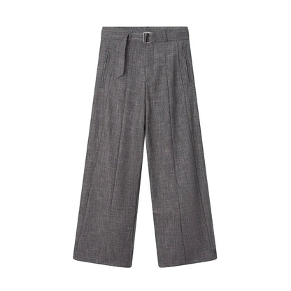 men women streetwear fashion loose casual belt wide leg suit pant boyfriend straight trousers baggy pants unique default style 2248