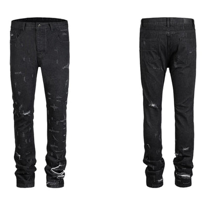 harajuku scratched ripped holes denim jeans mens zipper jeans hip hop fashion streetwear new casual straight joggers jean pants unique joggers style 1633