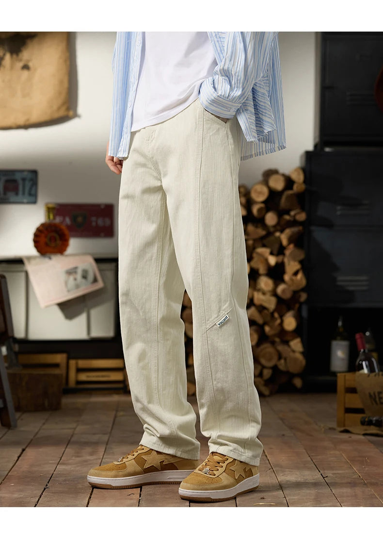 men classic fashion vintage casual loose plus size 28 42 straight white soft denim jeans pant cityboy jeans long trousers man unique jeans style 1996