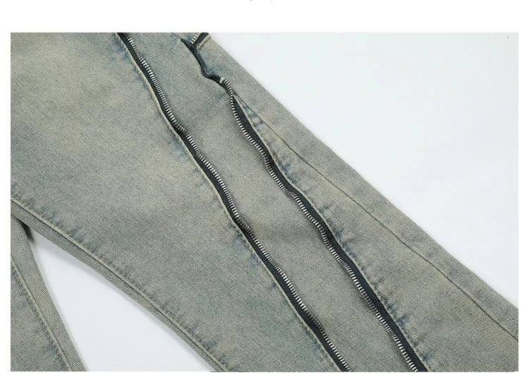 retro washed denim jean pants 2023 new casual zipper open loose straight jeans hip hop y2k pants mens jeans streetwear joggers unique joggers style 3206