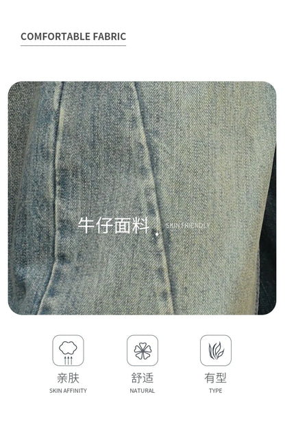 mens american streetwear fashion loose casual hip hop vintage denim baggy jeans pants man wide leg trousers y2k jeans men unique jeans style 2187