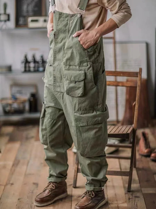 vintage overalls men s baggy workwear jumpsuit multi pockets cargo working pants high quality straight oversize trouser utility cargo pants