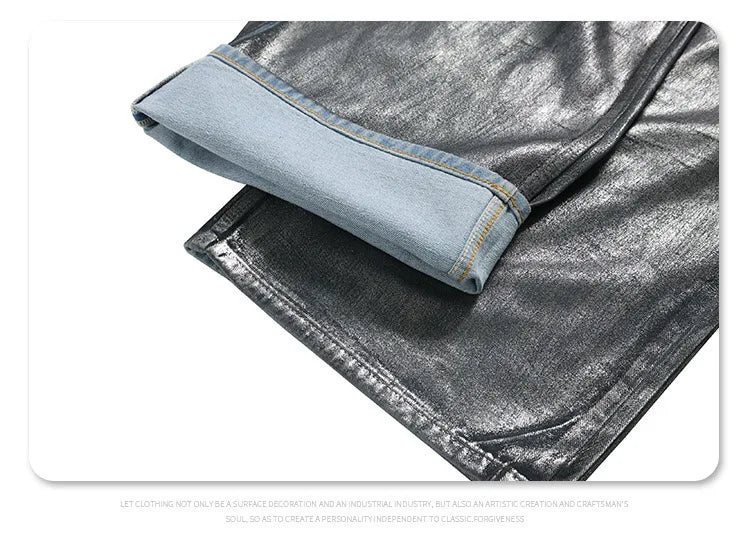 Autumn/winter 2024 loose wash jeans with silver coating Street King Limited