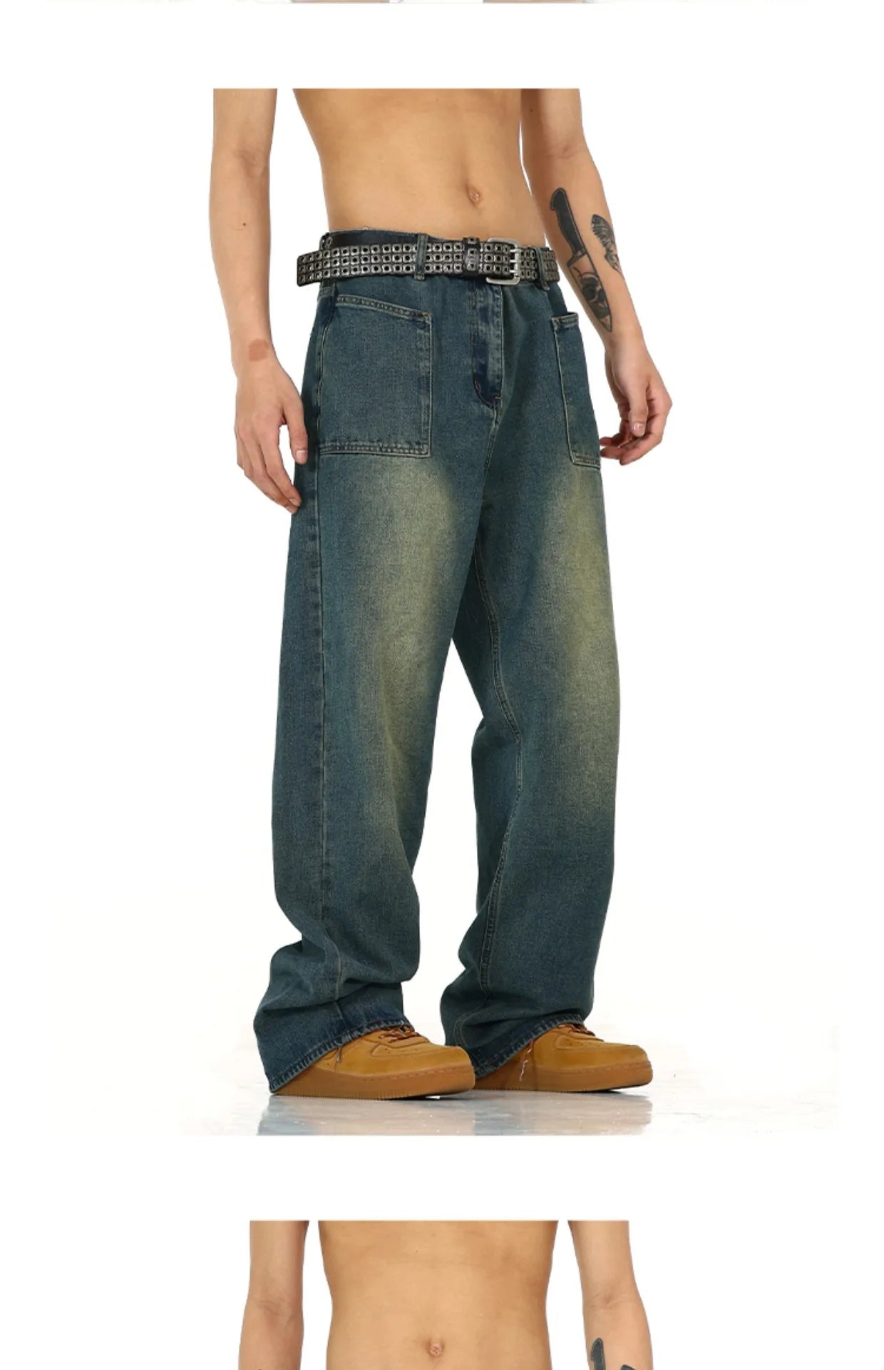 retro washed denim baggy jeans pants unisex hip hop fashion streetwear harajuku loose wide leg straight y2k pants joggers men unique joggers style 4967