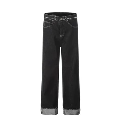 men women streetwear fashion loose casual wide leg straight black denim jeans pant boyfriend y2k baggy jeans trousers unique jeans style 2267