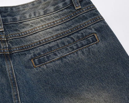 mens retro washed denim jeans loose straight pants 2023 new fashion streetwear trousers hip hop casual zipper jean pants joggers unique joggers style 1488
