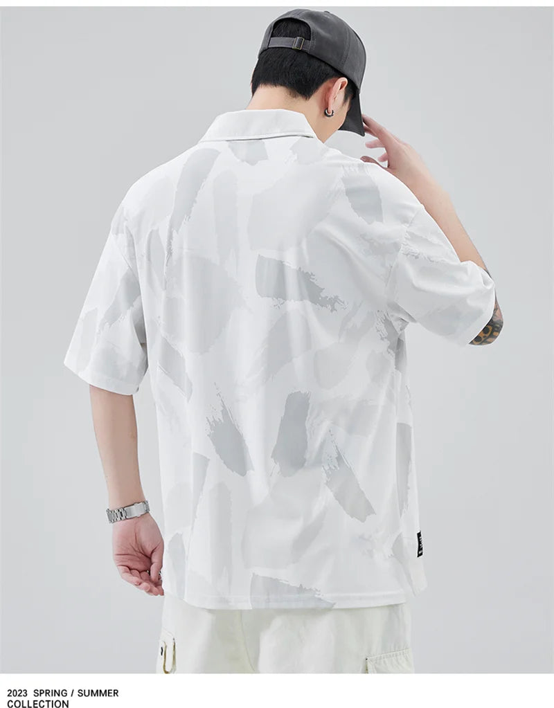 Streetwear Summer Short Sleeve Lapel Polo Shirt Mens Full Print Tee Shirts Korean Summer Short Sleeve Lapel Polo Shirt Mens Full Print Tee Shirts Korean Fashion Pocket Golf Wear Button Camisa Polo Masculina Fashion Sweater Jacket With Graphic Design For Men
