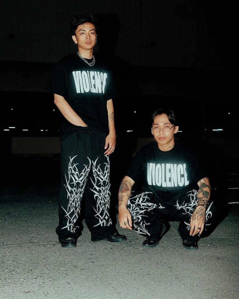 american high street trendy brand loose floor mopping trousers men y2k gothic punk dark style printed oversized trousers women relaxed fit trousers