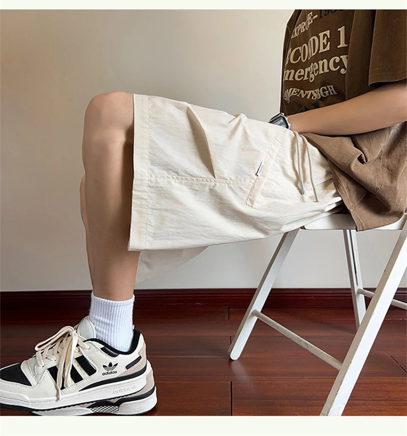 summer mens straight pleats shorts casual gym basketball sports short sweatpants y2k streetwear wide leg bermudas para hombre unique joggers style 3638
