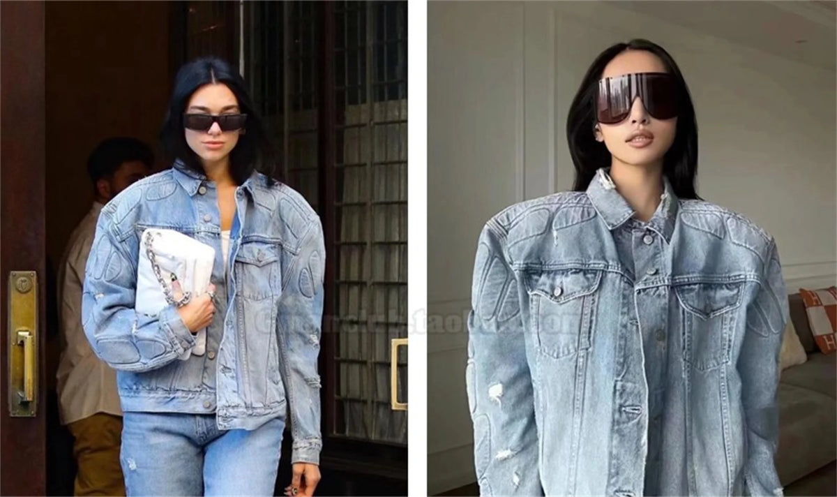 24fw kanye west yzy brand fashion high street heavy weight denim jacket worn quality jacket coat for men unique jeans style 78