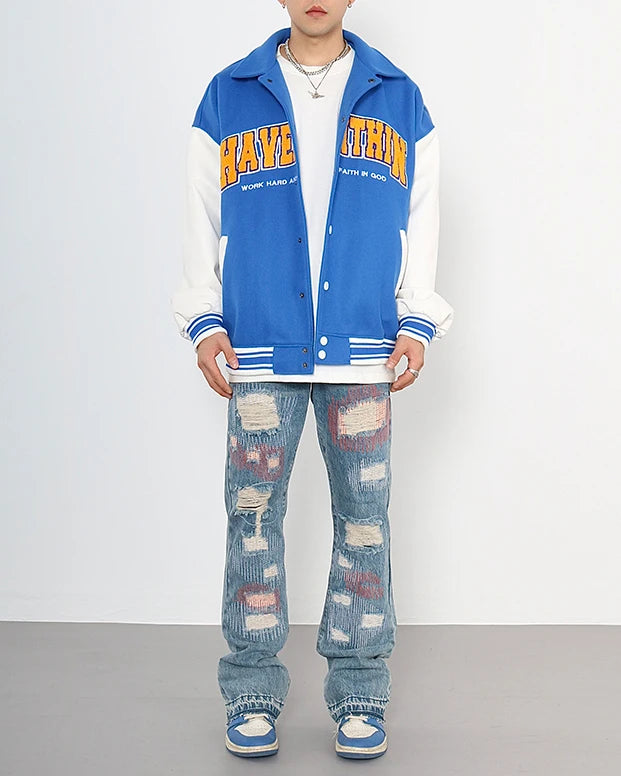 destroyed ripped jeans straight jean pants men biker jeans fashion zipper streetwear trousers hip hop pants joggers baggy jeans unique joggers style 2166
