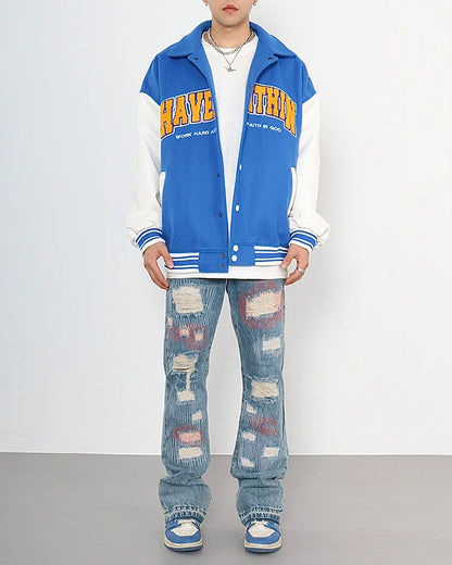 destroyed ripped jeans straight jean pants men biker jeans fashion zipper streetwear trousers hip hop pants joggers baggy jeans unique joggers style 2166