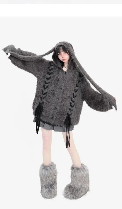 plush faux mink fur thick cardigan sweater jacket for women pro choice loose medium to long style coat women winter y2k tops unique default style 743