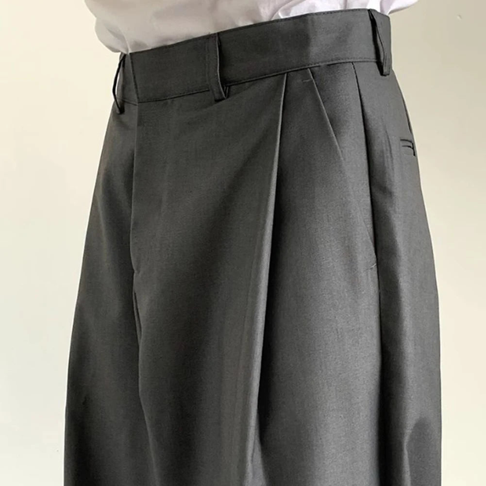 mens straight tube ice silk pants casual slacks youth thin wide leg pants business summer pants soft vintage trousers unique default style 972