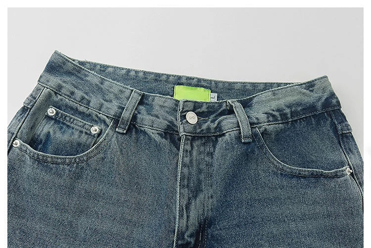 mens high street stars embroidery denim jean pants casual loose straight jeans hip hop y2k unisex pants streetwear joggers unique joggers style 2926