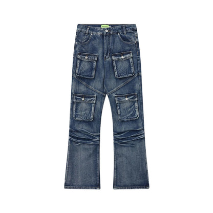 2024 multi pocket jeans vintage mens harajuku cargo denim pants retro hip hop straight loose jean pants 1 unique cargo style 238