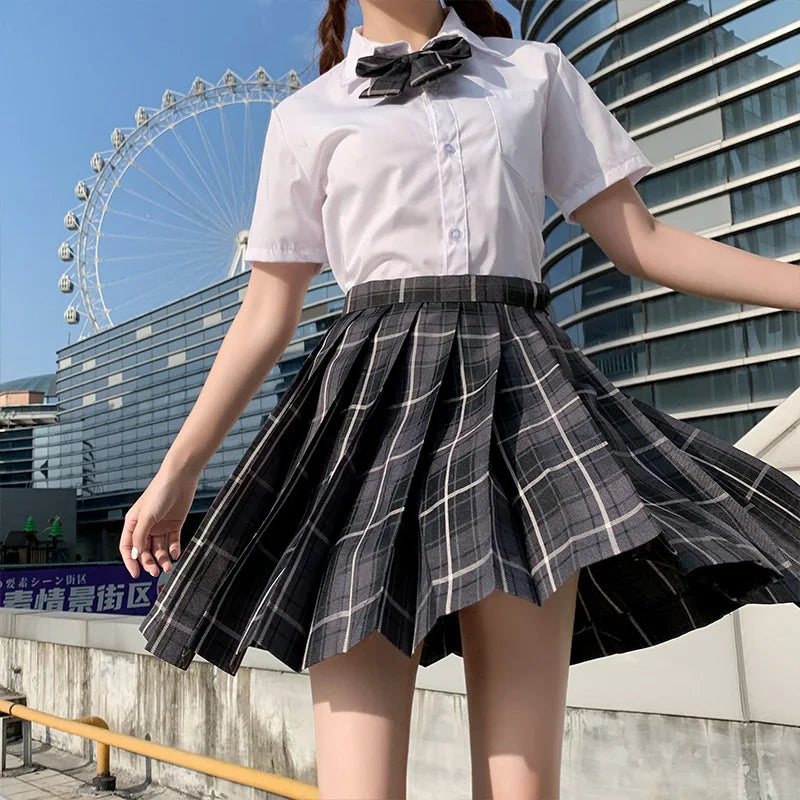 Jk Uniforms Gyaru School Uniform for Girl Student Pleated Skirt Uniform Set Women Short Sleeve Bow Tie Seifuku Japanese Style Street King Limited