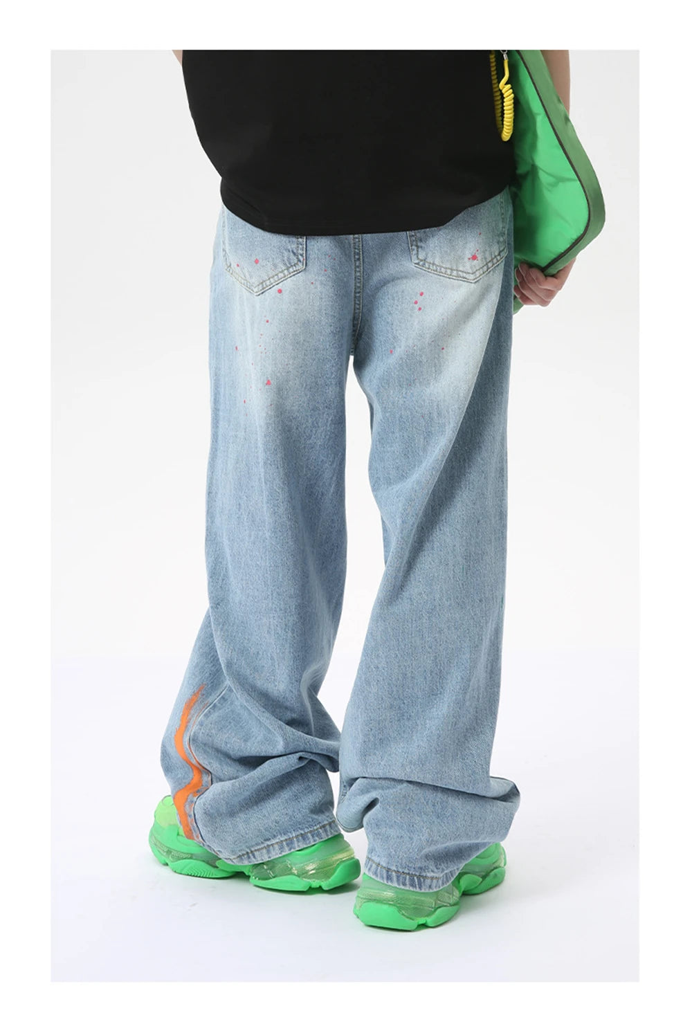 vintage graffiti baggy jeans mens streetwear hip hop loose blue denim pants hi street luxury designer jeans trousers man unique jeans style 42