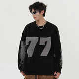 Men's Digital Pattern Knitted Pullover Autumn Winter Oversized Loose Thick Sweater High Street Trend Hip Hop Jumper Unisex Y2K Street King Limited