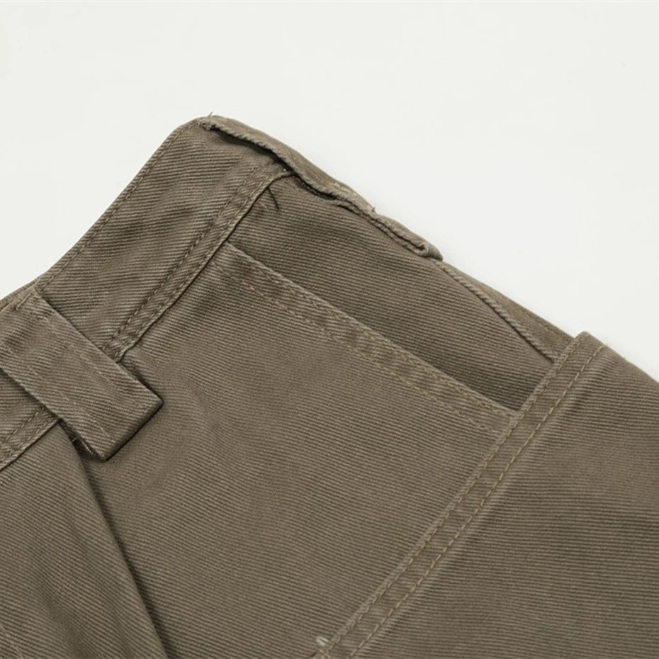 american style cargo jeans mens black loose straight denim pants casual baggy jeans trousers multi-pocket cargos
