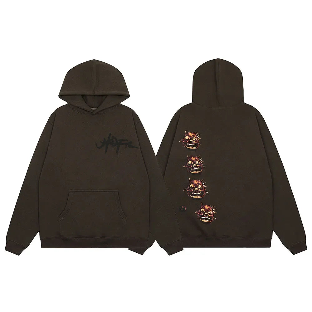 Y2k Streetwear Letter Brown Hooded Hoodies for Men and Women Pullover Baggy Casual Sudaderas Ropa Hombre Cotton Fall Sweatshirts Street King Limited