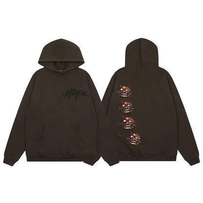 Y2k Streetwear Letter Brown Hooded Hoodies for Men and Women Pullover Baggy Casual Sudaderas Ropa Hombre Cotton Fall Sweatshirts Street King Limited