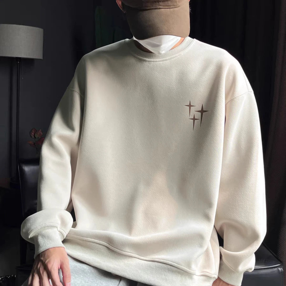 Trendy Korean Personalized Street Sweatshirt Men American Fashion Brand High Street Hip Hop Letter Round Neck Long Sleeved Top Street King Limited