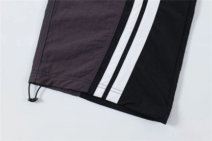 men black sports pants y2k striped patchwork joggers baggy pants hip hop casual drawstring waist quick drying trousers unique joggers style 3736