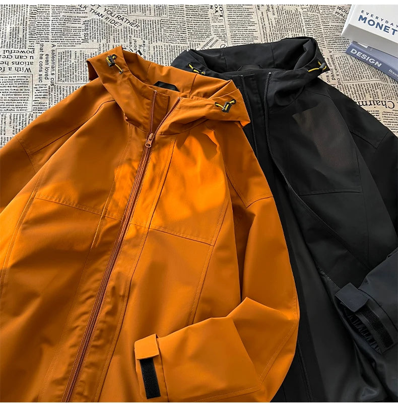 autumn spring casual mens outdoor jacket basic solid colour hooded windbreaker unisex coats waterproof male jackets unique default style 5130