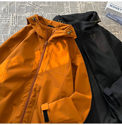 autumn spring casual mens outdoor jacket basic solid colour hooded windbreaker unisex coats waterproof male jackets unique default style 5130