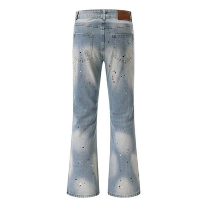 Men's Blue Flared Jeans Fashion Designer Ripped Vintage Denim Pants 2024 New Fashion Casual Jeans Trousers Street King Limited