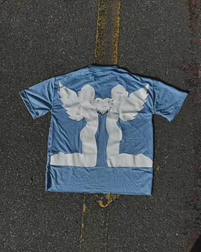 American Gothic Fashion Angel Print Oversized T-Shirt Women's Y2K Street Hip Hop Street Harajuku Round Neck Short Sleeve Clothes Street King Limited