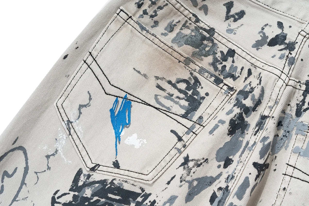 hand painted graffiti washed baggy jeans for men and women y2k streetwear pantalones hombre casual denim trousers oversized 1 unique jeans style 895