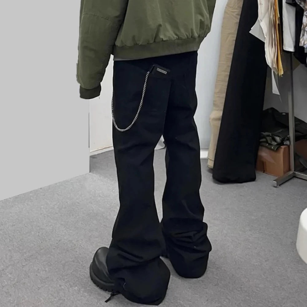 streetwear solid color pockets baggy cargo pants mens straight loose casual boot cut ropa hombre oversized flare trousers unique cargo style 270