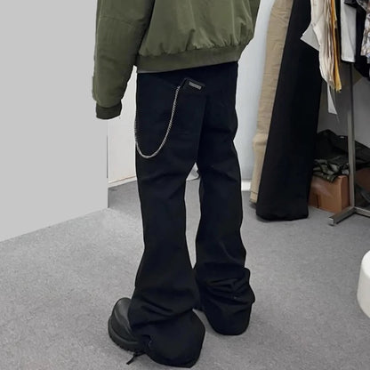 streetwear solid color pockets baggy cargo pants mens straight loose casual boot cut ropa hombre oversized flare trousers unique cargo style 270