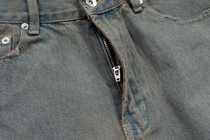 Grey Green Damaged Micro Flared Jeans Mens Straight Streetwear Y2k Ropa Hombre Baggy Denim Trousers Oversized Casual Cargo Pants Street King Limited