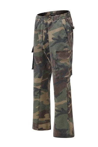 2023 camouflage micro flare pants fashionable streetwear camo cargo pants for male slim fit trousers women baggy casual clothes unique cargo style 2633