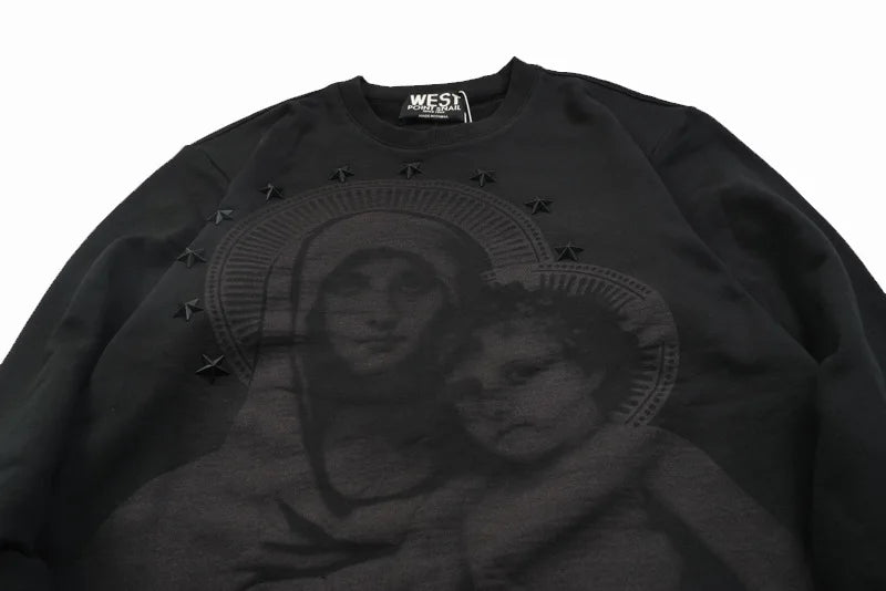 New 2022 Novelty Men Stereo Star Virgin Mary Halo Hoodies Hoody hooded Sweatshirts velvet Cotton Drake Thicken Fleece #E36 Street King Limited