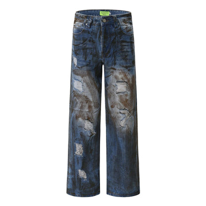 vintage ripped straight jeans blue distressed baggy jeans trousers streetwear luxury loose casual denim pants male y2k hombre unique jeans style 5121