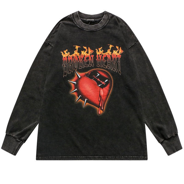 "Broken Heart" Unisex Men Women Streetwear Graphic Sweatshirt Daulet Apparel