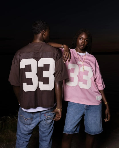 Trendy Oversize Pink 33 graphic t shirts Jersey College T-shirt for Women Couples Sportswear Mesh Quick Drying Football Y2k Tops Street King Limited