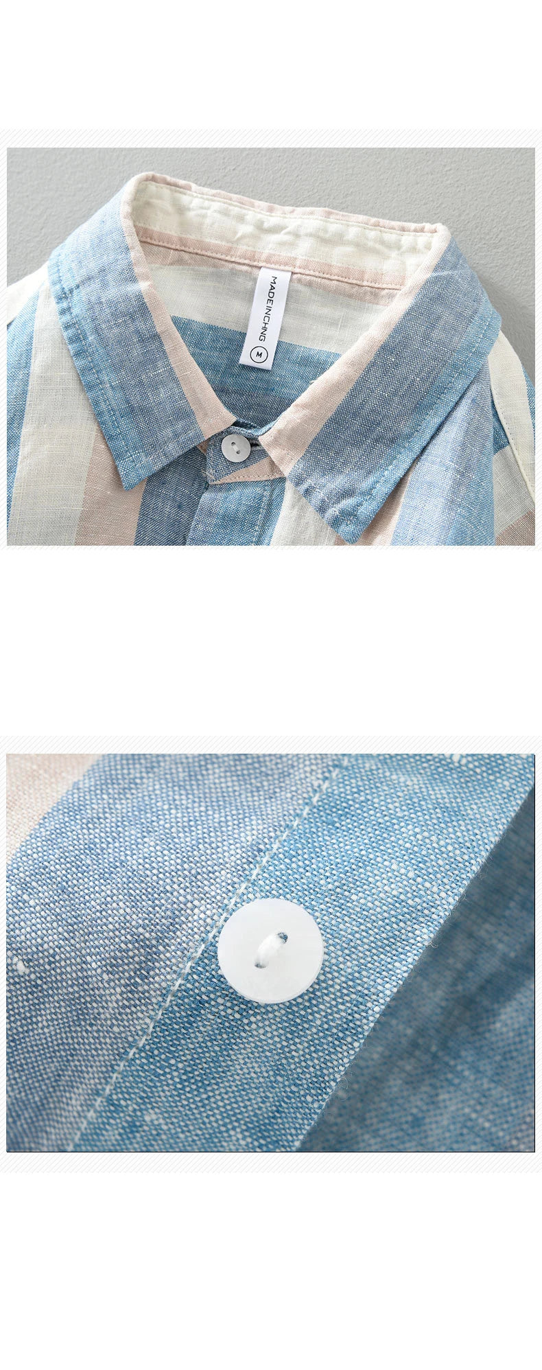 Linen Vertical Striped Long-Sleeved Shirt Men's Summer Thin Breathable Three-Quarter Sleeve Cotton And Linen Artistic Shirt Street King Limited