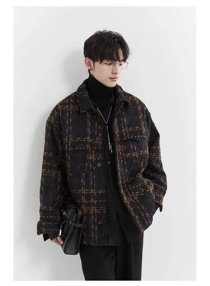 Spring and Autumn High Street Men and Women Trendy Personalized Plaid Collar Jacket Couple Retro Korean Coat Harajuku Top y2k Street King Limited