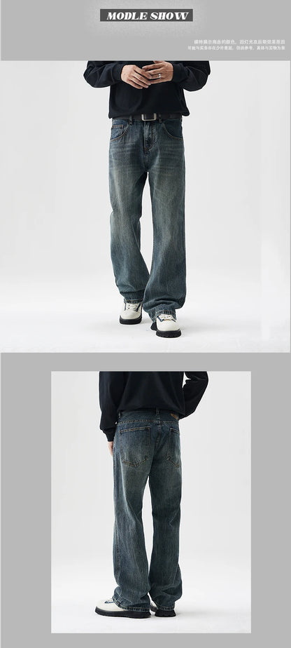 mens plus size retro fashion streetwear loose casual micro flared denim pants jeans cityboy jeans trousers 28 40 unique jeans style 2592