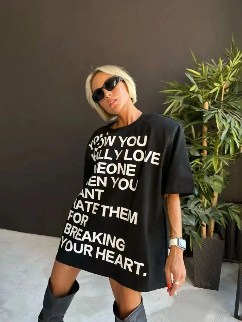 European and American hot girls American retro high street printed short-sleeved loose and versatile tops trendy brand y2k tiops Street King Limited